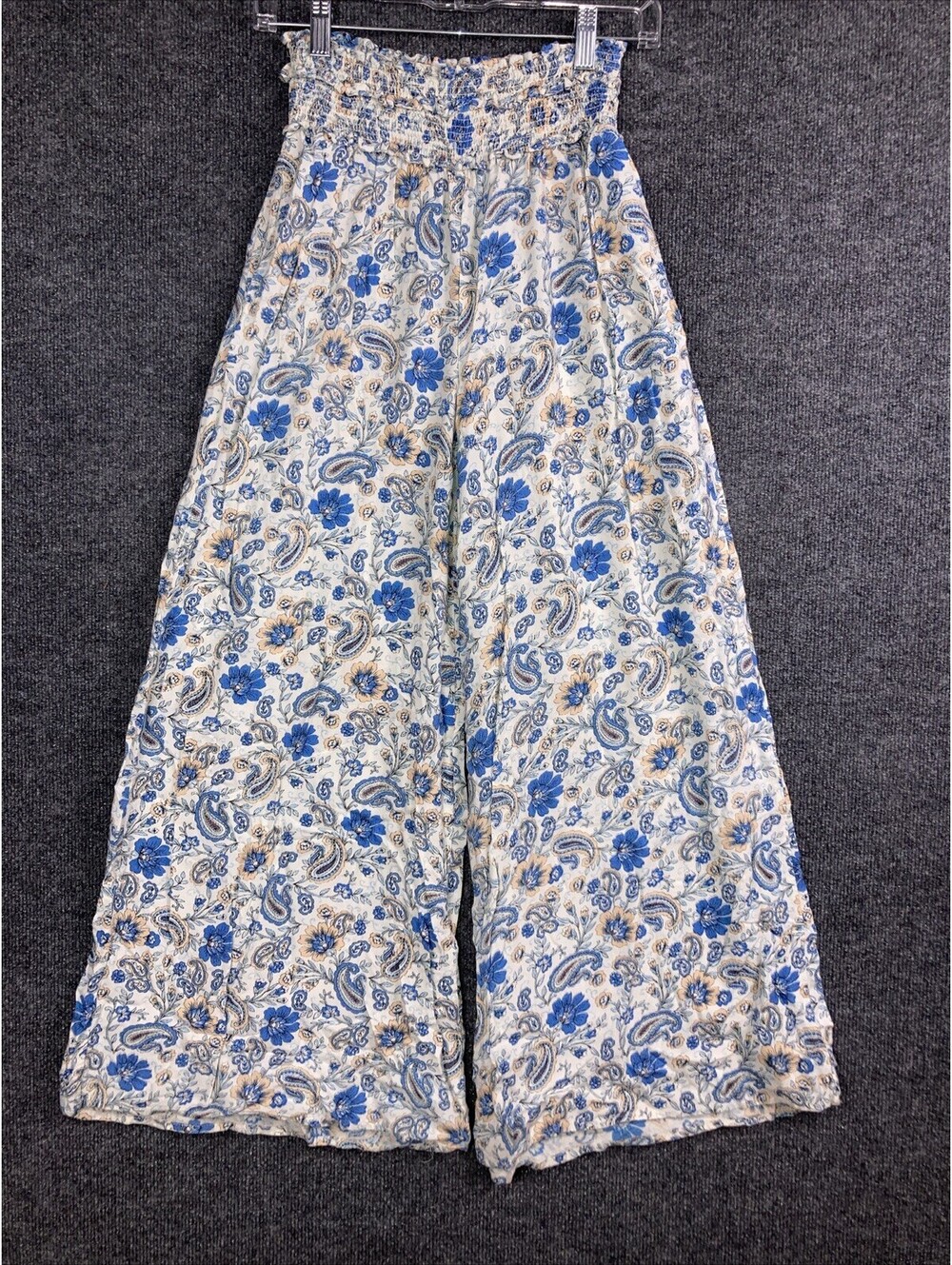 Patrons of Peace Womens XS Palazzo Colorful Pastel Floral Smocked Wide Leg Pants